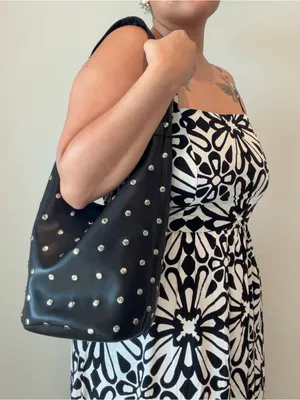 Cotton On Black Studded Hobo Shoulder Bag- NWT thumbnail 2