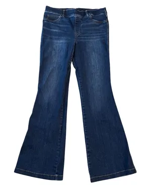 Spanx Flare Jeans Womens XL Dark Wash Blue Denim Pull On High Waist Stretch thumbnail 1