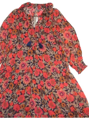 NWT Anthropologie The Marais in Red Floral Print Chiffon Maxi Dress S thumbnail 6
