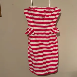 Lilly Pulitzer Pink and White Striped Strapless Mini Dress thumbnail 4