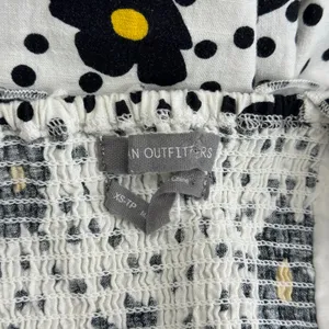 Urban Outfitters UO Remy Linen Ruffle Square Neck MIDI Dress Yellow Floral XS thumbnail 5