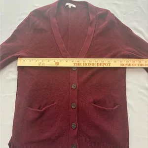 Madewell Women Burgundy Red‎ V-Neck Button Front Cardigan Sweater Size S thumbnail 2