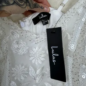 NEW Lulus Alluring Interest White Sequin Embroidered Sleeveless Midi Dress thumbnail 10