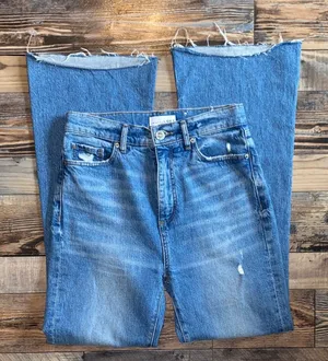 LOFT High Waist Flare Classic Blue Denim Pants thumbnail 1
