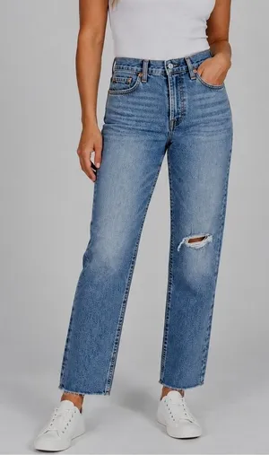 Levis Wedgie Straight High Rise Distressed Jeans Light Wash‎ 25x28 NEW Capsule thumbnail 1
