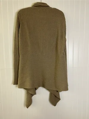 Women’s Taupe Cable Knit Open Cardigan with Buckle Closure Size XL thumbnail 2