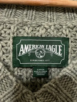 American Eagle Chunky Oversized V-Neck Sweater Size Small Sage Olive Green thumbnail 3