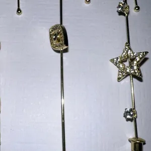 5 set golden earrings cuffs. Gold thumbnail 2
