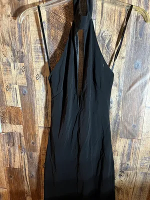 women halter open back open in front sleeveless black miniskirt size XS 36 length x 13 w rm18 thumbnail 3