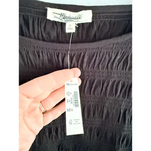 Madewell | NWT Smocked Boatneck Top‎ in Jet Black | Sz M thumbnail 6
