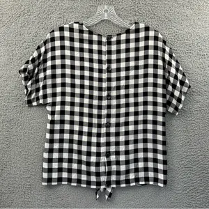 Madewell Button Back‎ Buffalo Check Tie Tee Short Sleeve Gingham Women's Small thumbnail 2