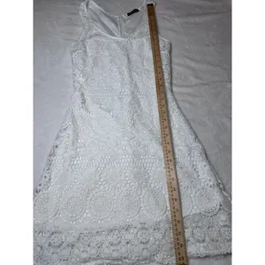 Youarenotalone White Crochet Lace Medallion Mini Dress Sleeveless Medium thumbnail 7