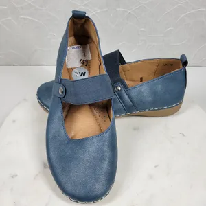GC‎ Lira Leather Mary Janes Womens 7 Metallic Blue Closed Toe Shoes thumbnail 6