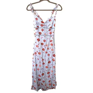 ZARA Floral Open Back Linen‎ Blend Midi Dress Sz Small thumbnail 3