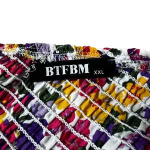 BTFBM One Shoulder Smocked Floral Maxi Dress Purple Yellow Boho Tiered Size XXL thumbnail 5