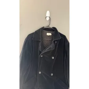 J. Crew Womens‎ Vintage Black Velvet Double Breasted Pea Coat Quilted Lining M thumbnail 3