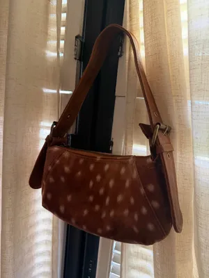 Urban Outfitters Brown Faux Fur Shoulder Bag with White Polka Dots thumbnail 3