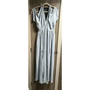 NEW DEEP SELF Light Blue V Neck Short Sleeve Maxi Dress M thumbnail 6