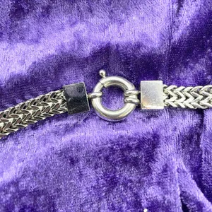 Herringbone Chain Necklace Silver Tone‎ Fashion Jewelry Chunky Braided 16" thumbnail 4