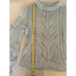 Abercrombie & Fitch Open Knit Blue Gray Pullover Sweater Crew Neck Chunky Medium thumbnail 4