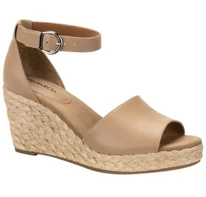 NWT Style & Co. Seleene Faux Leather Open Toe Wedge Sandals Beige Brown 9M thumbnail 1