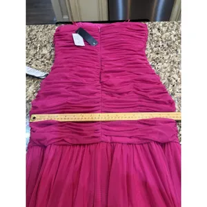 XSCAPE gown allover ruched bodice and straight neckline Size 10 Pink Flowy thumbnail 10