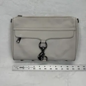 Rebecca Minkoff Crossbody Bag Leather Silver Hardware Pale Gray Small‎ thumbnail 3