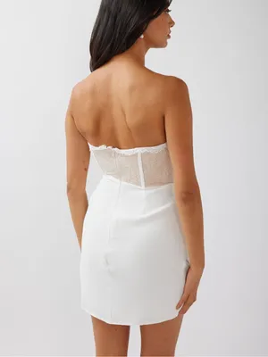 Angel Biba White Lace Corset Mini Dress NWT Size US Small (AU 8) thumbnail 3