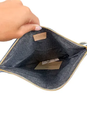 Clare V Polka Dot Denim Leather Foldover Clutch thumbnail 7
