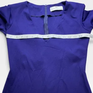 Amanda Uprichard Womens Purple Ponti V-Neck 3/4 Sleeve Sheath Mini Dress Medium thumbnail 6
