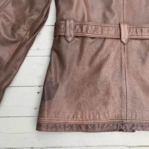 Wilson's Leather Vintage Y2K Brown Leather Jacket w/ Belt Waist + Zip-Out Hood thumbnail 8