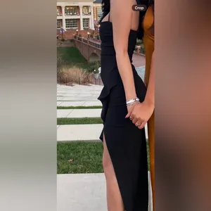 black formal maxi dress with ruffle slit worn for 3 hours thumbnail 4