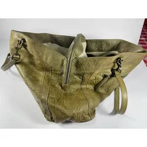 American Leather Co. Olive Green Tooled Genuine Leather Hobo Shoulder Bag thumbnail 7