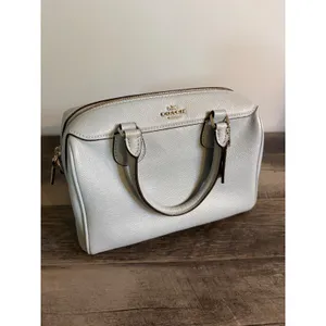 Coach Mini Bennett Satchel Metallic Light Blue Crossgrain Leather Bag thumbnail 2