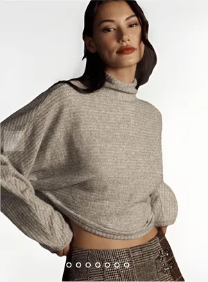 Pilcro Anthropologie‎ Mock Neck Cropped Ribbed Sweater Heather Gray XXS Batwing thumbnail 1