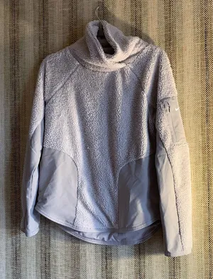 Nike Sweater Hoodie Pullover Women's Size Small White Turtleneck Athletic thumbnail 1