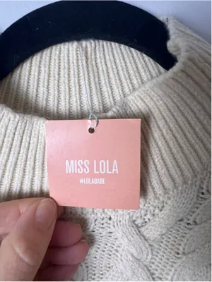 Women's Miss Lola Cable Knit Turtleneck Sweater Dress Beige Size S Backless thumbnail 2