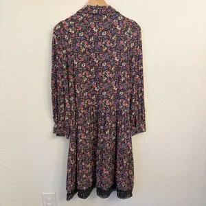 Natural Life Ditsy Floral Shirt Dress M Cottage Crochet Lace Trim Pockets Swing thumbnail 10