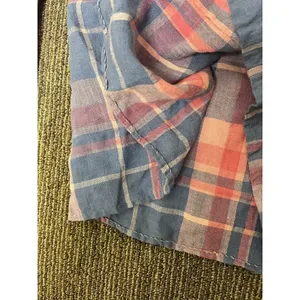 Lauren Ralph Lauren Plaid Linen Long Sleeve Monogram button down Shirt Womens S thumbnail 4
