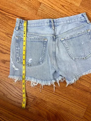 AGOLDE Parker Long Short Distressed Denim Blue Waist 29 thumbnail 3