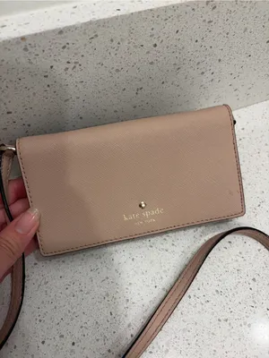 Kate Spade New York Women’s Crossbody Pink Beige Purse Gold Accents Leather EUC thumbnail 3
