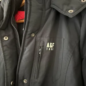 Abercrombie & Fitch Women's Navy Parka Coat with Hood Full Zip Snap Size S thumbnail 9