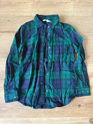 Old Navy Green and Blue Plaid Button Down Flannel thumbnail 1
