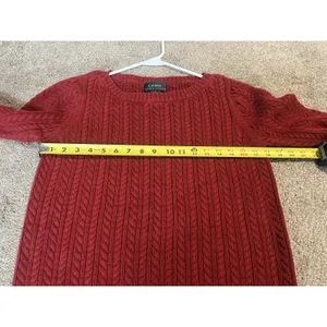 Lauren Ralph Lauren Sweater Womens Small Red Cable Knit Crewneck Cotton Pullover thumbnail 6