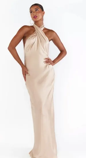 Mumu Showmeyour Jasmine Halter Champagne Maxi Dress thumbnail 5