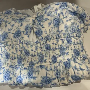 Altar'd State Floral Tiered Maxi Dress XXS Blue White Puff Sleeve Smocked NWT thumbnail 13