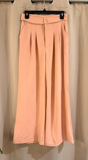 SHEIN Peach Wide-Leg High Waist Trousers thumbnail 1