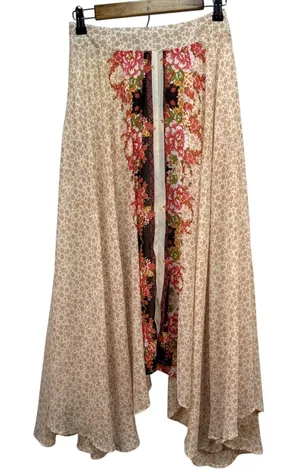 Free People Lovely Lady Maxi Skirt Size XS Asymmetrical Flowy‎ Floral Chiffon thumbnail 1