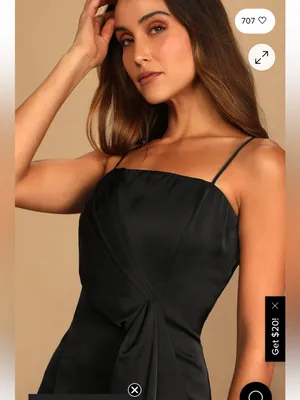 Lulus Romantic Allure Black Satin Asymmetrical Mini Dress Medium Party Cocktail thumbnail 3