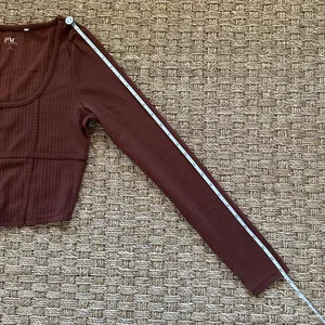 Pacsun brown ribbed long sleeve knit crop top small thumbnail 7